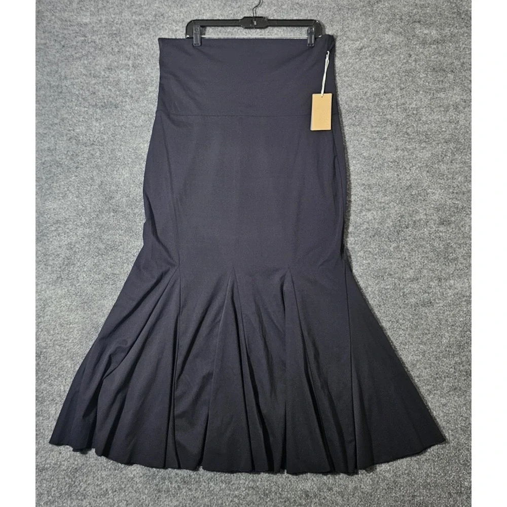 Popflex‎ Mermaid Maxi Skirt Size XL Petite Fold Over Waistband Black Stretch